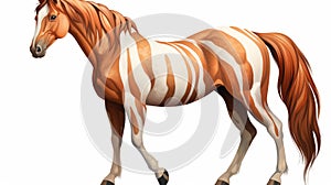 Striped Horse Illustration Vibrant, Detailed Artwork In Caninecore Style