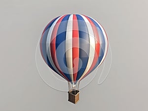 Striped Hot Air Balloon in Flight