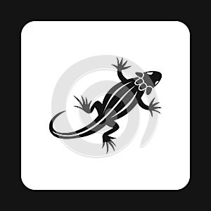 Striped iguana icon, simple style