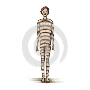 Striped Illustration Of Individual: Disfigured Forms, Historical Illustrations, Animated Gifs