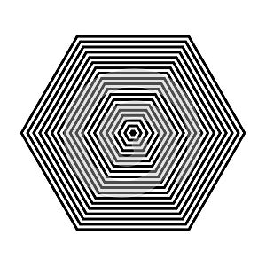 Lines pattern in hexagon shape. Abstract geometric design element