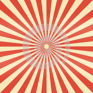 Striped lines pattern paper. Retro radius burst red color background.
