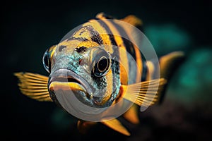 Striped orange fish close-up Ai photo