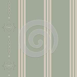 Striped pastel blue green  vintage victorian retro style wallpaper with ornaments