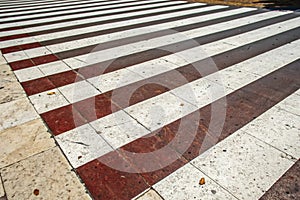 Striped pattern on stained white surface