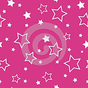 Striped pattern with a star. Pink texture Seamless vector stripes. Horizontal parallel stripes. Fabric for wrapping wallpaper.