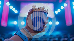 The striped popcorn cup.AI generated image