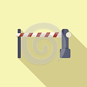 Striped railway cross barrier icon flat vector. Front pass