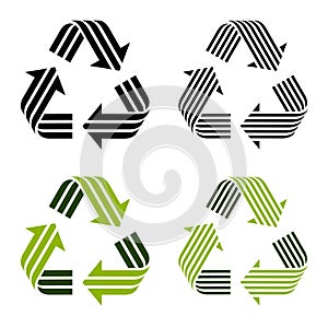 Striped recycle symbols