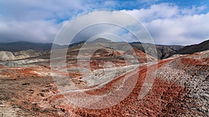 Striped red mountains landscape