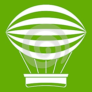 Striped retro hot air balloon icon green