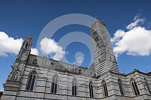 The striped romanesque bell tower