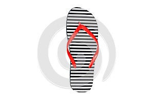 Striped rubber flip flops, isolated on a white background