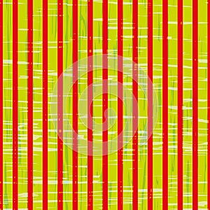 Striped scrim linen weave vector pattern. Seamless backdrop with blended horizontal stripes and random glitch texture