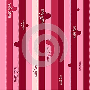 Striped seamless background with hearts