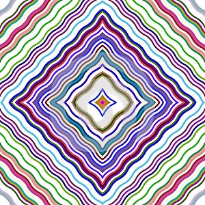 Striped seamless colorful pattern with rhombuses made of wavy lines