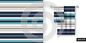 Striped seamless pattern. Abstract background with blue, beige lines. Vector illustration horizontal colorful stripes.