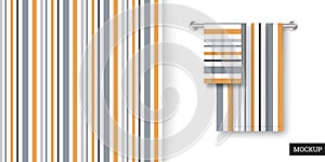 Striped seamless pattern. Abstract background with gray, orange lines. Vector illustration vertical stripes. Repeating texture.
