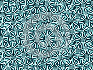 Striped shapes with rays. Abstract geometric seamless pattern. Vector