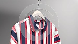 Striped shirt hanging on coathanger in modern boutique store generated by AI