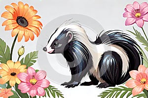 Striped Skunk nocturnal animal rodent pest cartoon