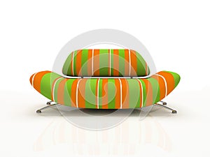 Striped sofa on white background insulated