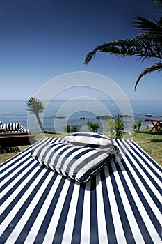 Striped Sunlounger and sunny sea views