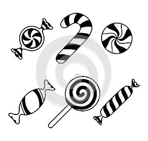 Striped sweetmeats set, line art design