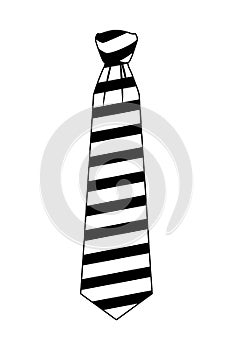 Striped tie icon cartoon isolated black and white