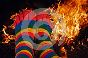 Striped toe socks by fire