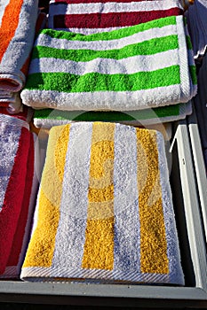 Striped towels at the market