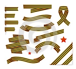 Striped victory Saint George ribbon isolated on white background. Vector illustration. May 9 Russian holiday victory. Happy