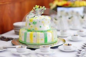 Striped wedding cake