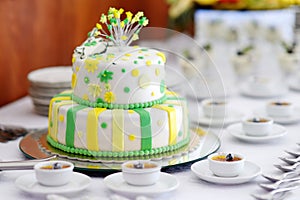 Striped wedding cake