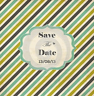 Striped wedding invitation card with frame