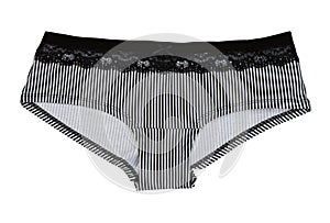 Striped women`s panties. Isolate on white