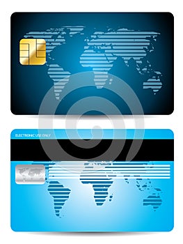 Striped world map credit card design