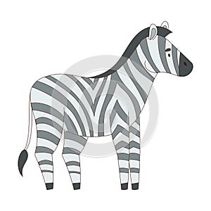 Striped Zebra as Hooved African Animal Vector Illustration photo