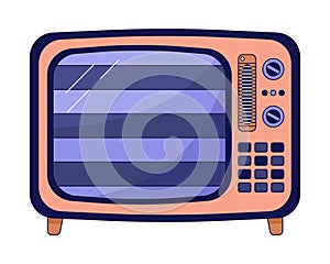 Stripes on tv flat line color isolated vector object