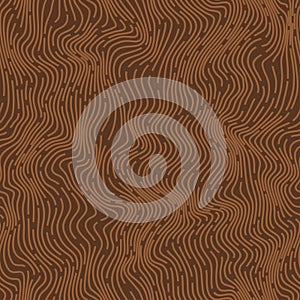 Stripes wave texture. Dense curve lines bark background. Wood grain texture. Torn thread seamless pattern. Vector