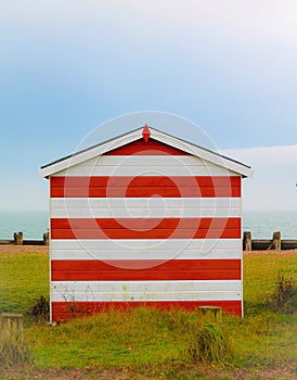 Stripey beach hut