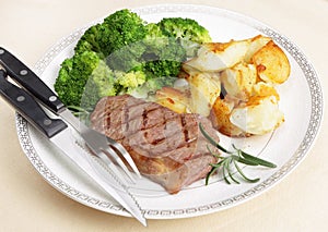 Striploin steak meal