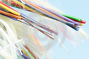 Stripped colorful fiber optic cable