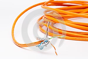 Stripped Ethernet cable with twisted wires