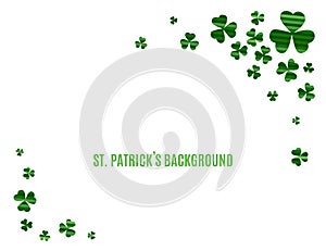 Stripped green clover leaves frame isolated on white background. Vector