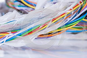 Stripped multicolored fiber optic cable network