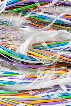 Stripped multicolored fiber optic cable network