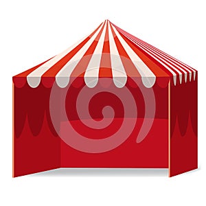 Stripped Promotional Outdoor Event Trade Show Pop-Up Red Tent Mobile Marquee. Mockup, Mock Up, Template. Illustration