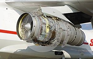 Stripping airplane engine photo