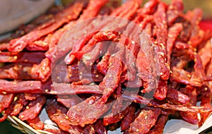 Strips of flesh very spicy called coppiette typical culinary